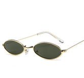 Anti Reflective Metal Elliptical Small Frame Ocean Sunglasses For Men
